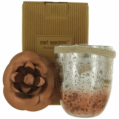 Bali Mantra Handmade Scented Candle In Camellia Glass Copper - French Vanilla